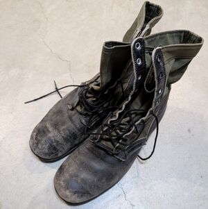 VTG Vietnam Era Military Jungle Boots Spike Protection Mens 11? Green Lace Up